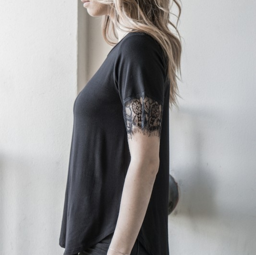 Black lace sleeve detail